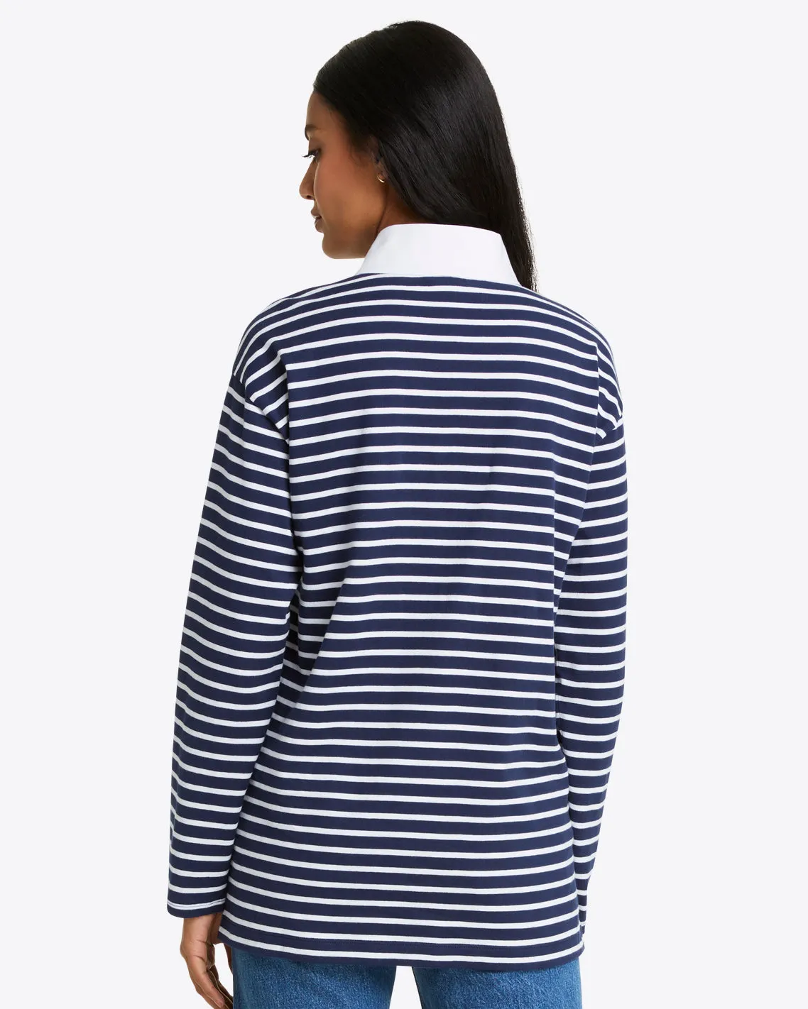 Gillian Long Sleeve Top in Navy Mariner Stripe