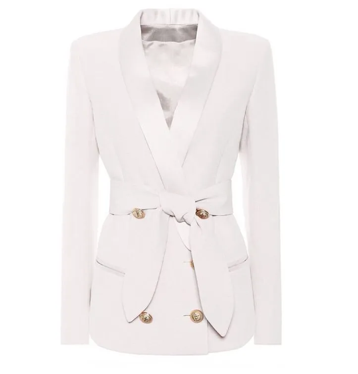 GOLD BUTTON WHITE BELTED BLAZER