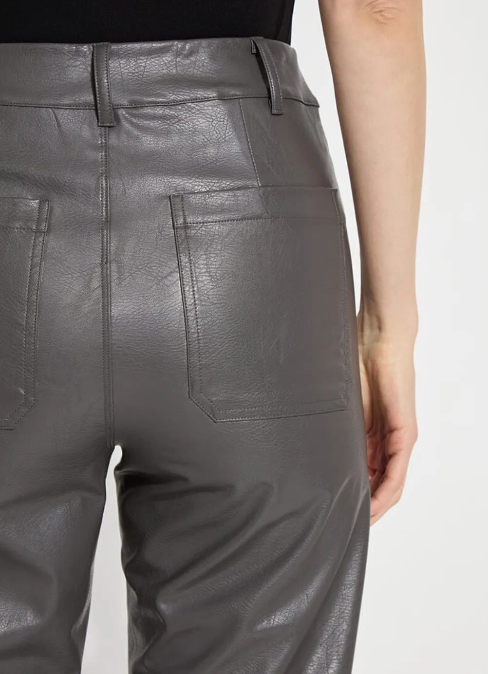 Hi Waist Vegan Leather Wide Leg in Gray