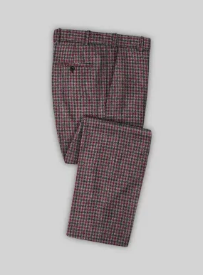 Highlander Heavy Maroon Houndstooth Tweed Pants