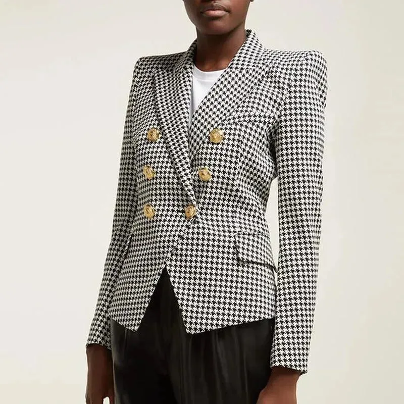 Houndstooth Blazer Women - Casual - Plaid