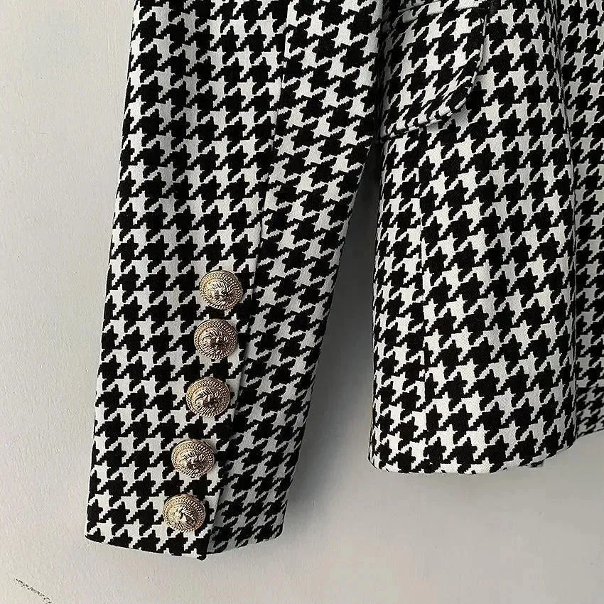 Houndstooth Blazer Women - Casual - Plaid