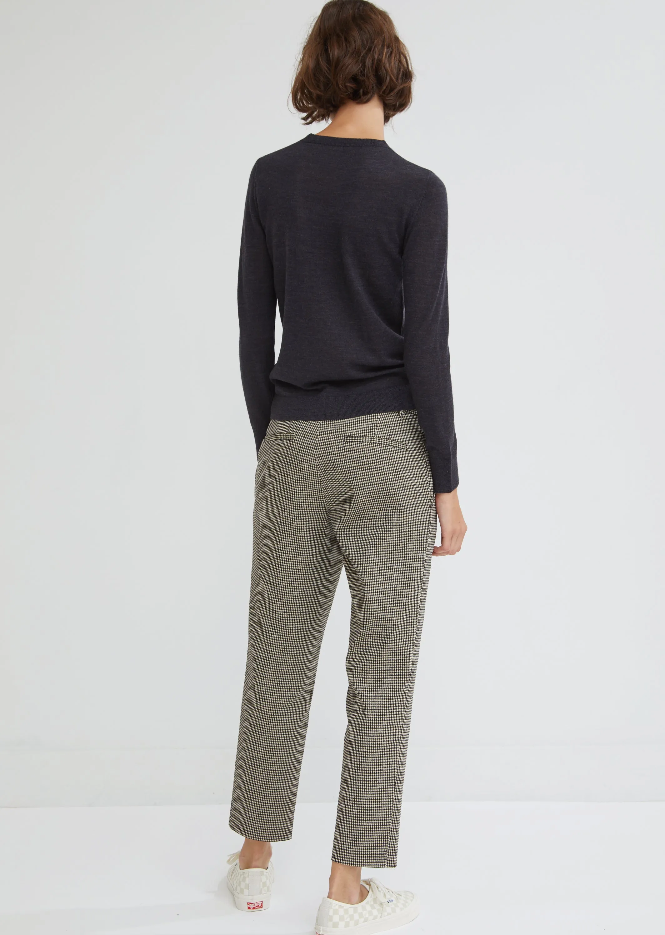 Houndstooth Check Cropped Trousers