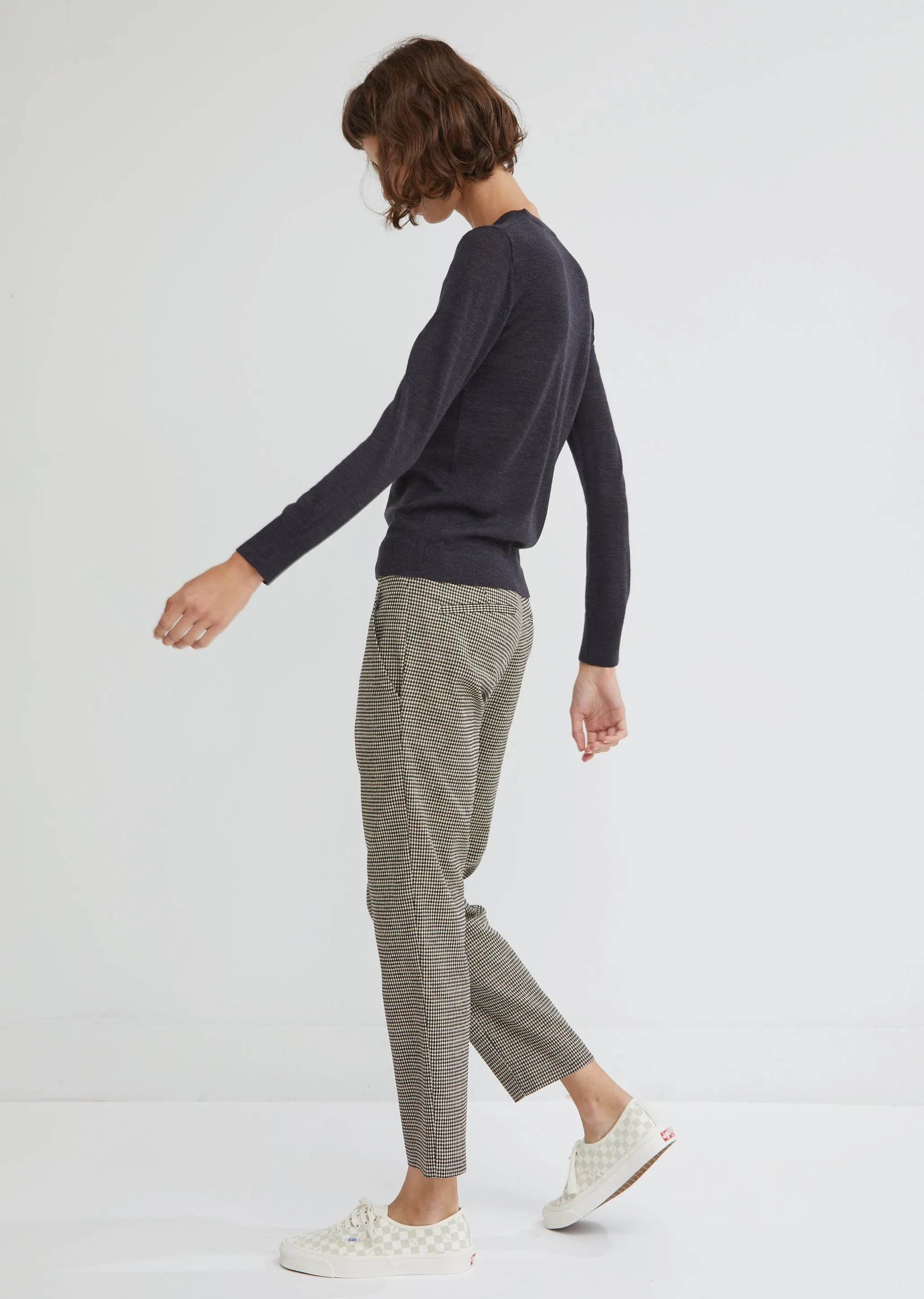 Houndstooth Check Cropped Trousers