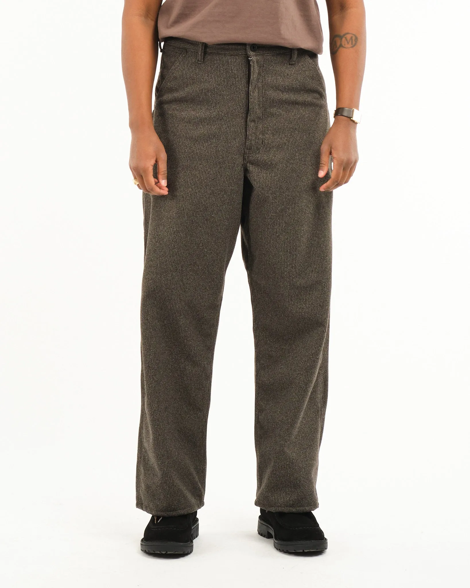 HOUNDSTOOTH DAD'S FIT PAINTER PANTS BROWN HOUND'S TOOTH