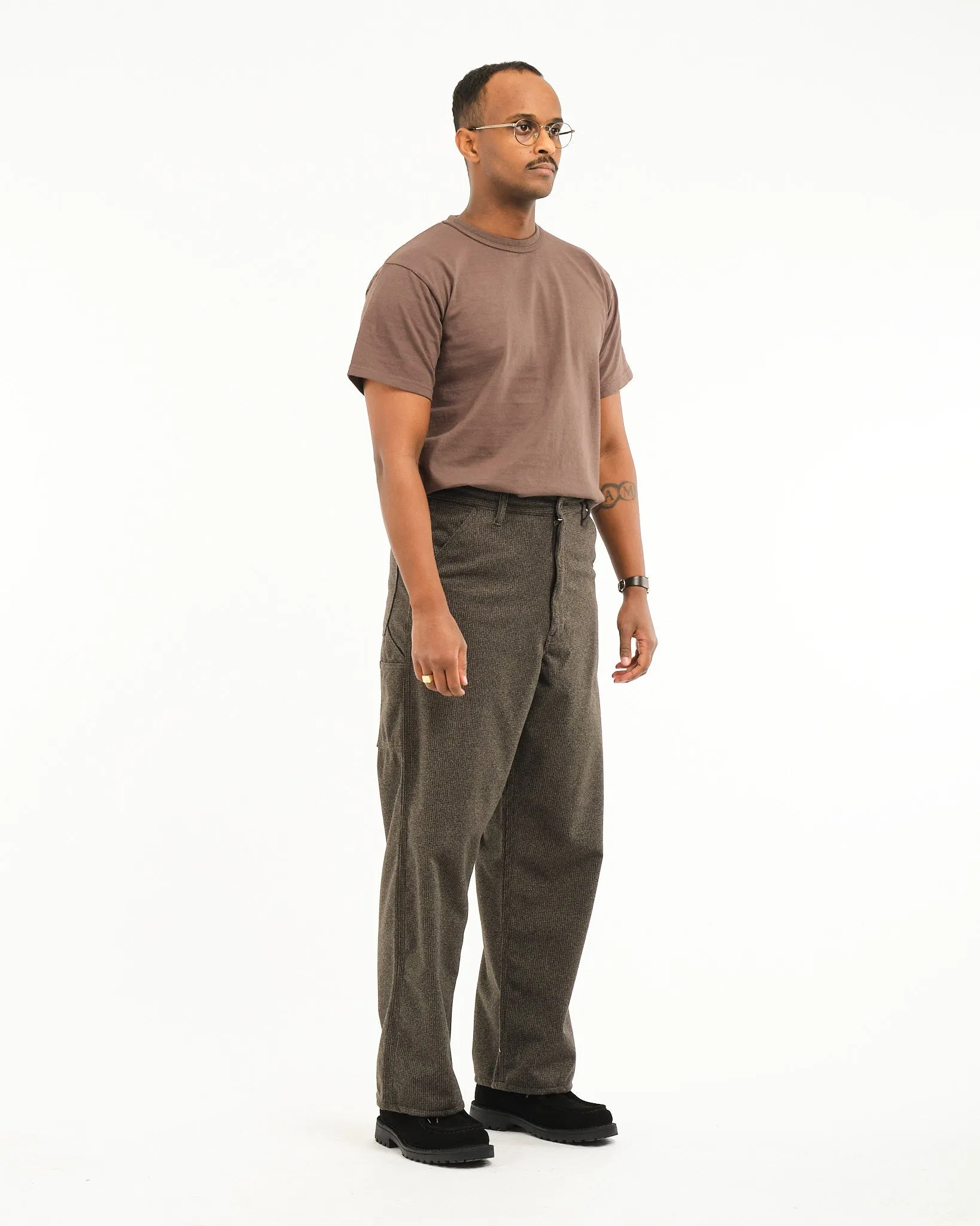 HOUNDSTOOTH DAD'S FIT PAINTER PANTS BROWN HOUND'S TOOTH