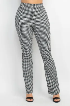 Houndstooth Fitted Flare Pants