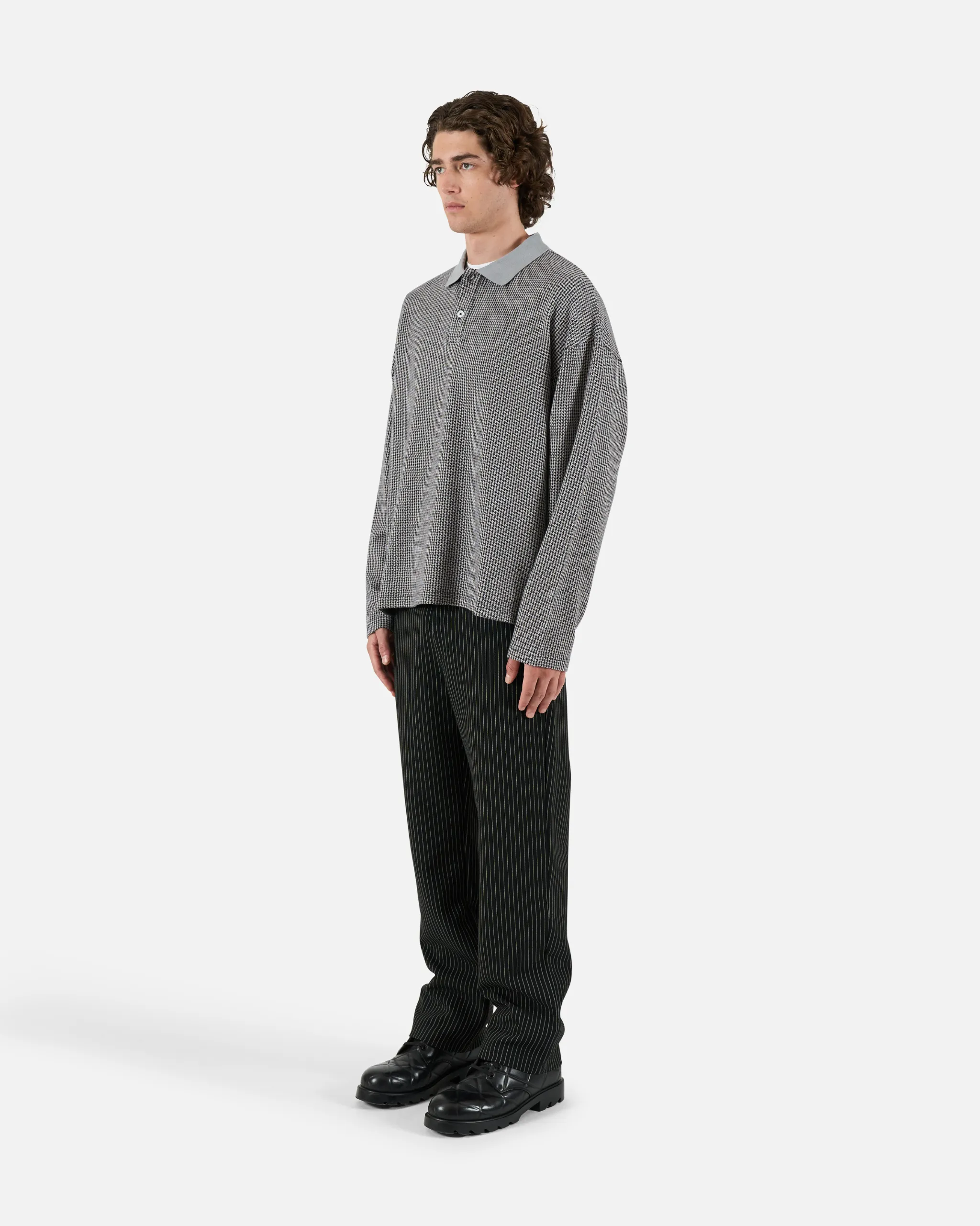 Houndstooth Jacquard Knit Rugby