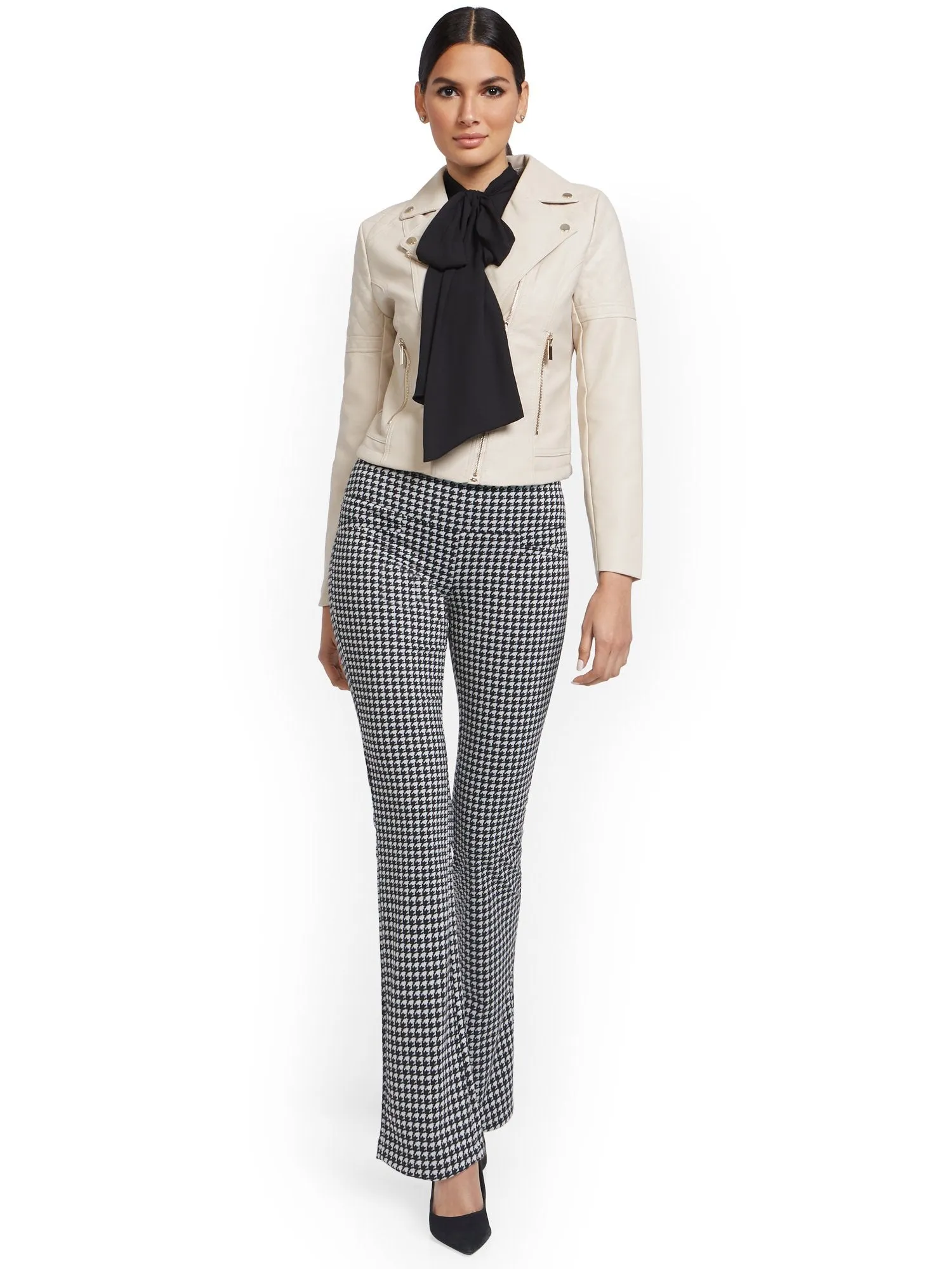 Houndstooth Pull-On Bootcut Ponte Knit Pant - Superflex