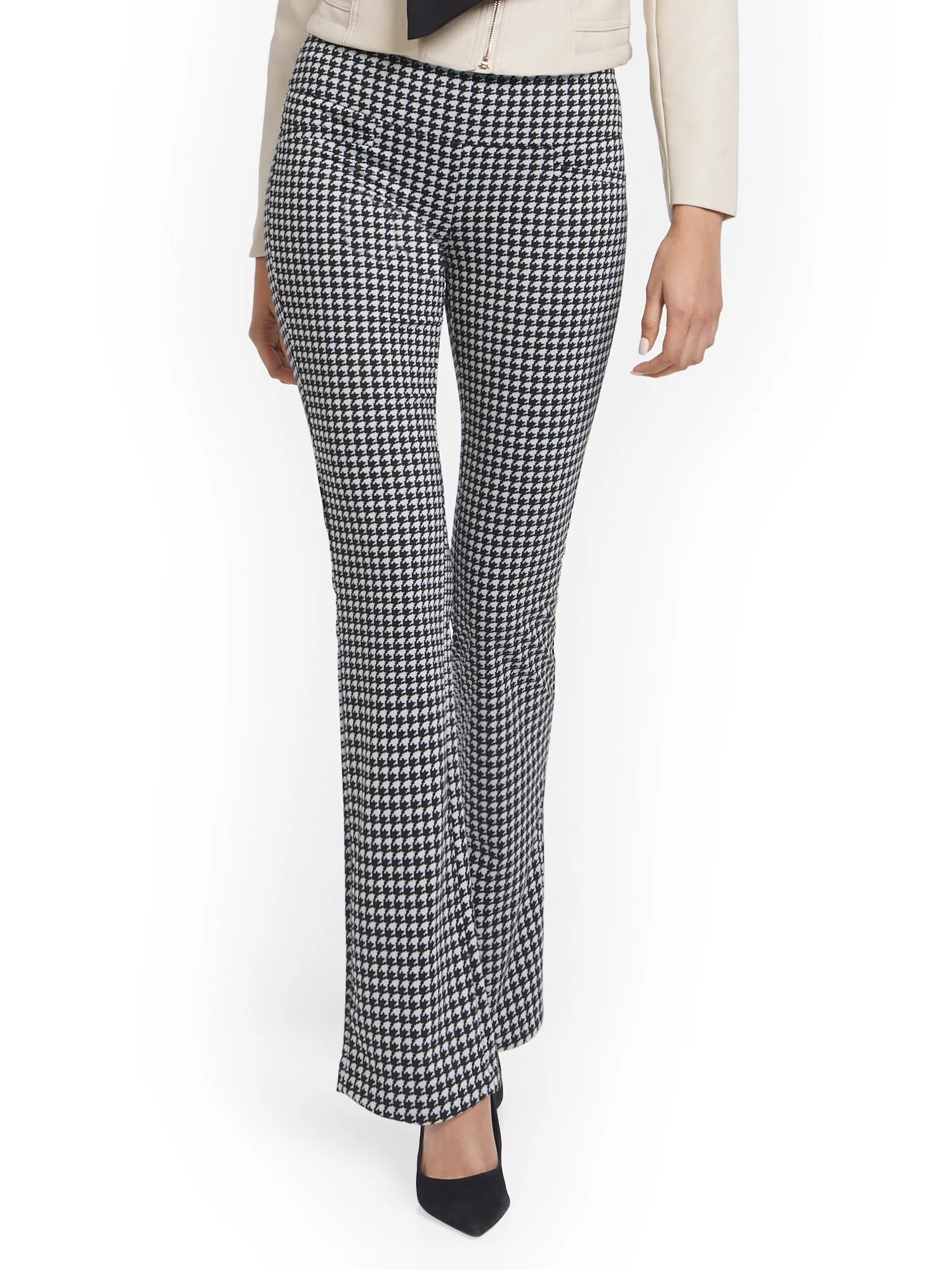 Houndstooth Pull-On Bootcut Ponte Knit Pant - Superflex