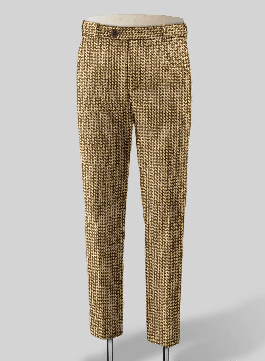 Italian Brown Houndstooth Tweed Pants