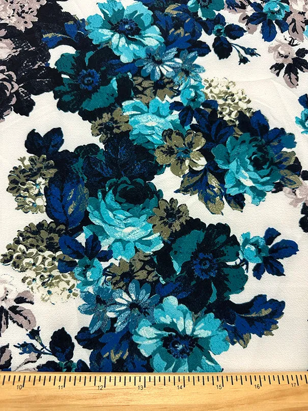 Jade Multi Floral Print Poly Georgette Fabric