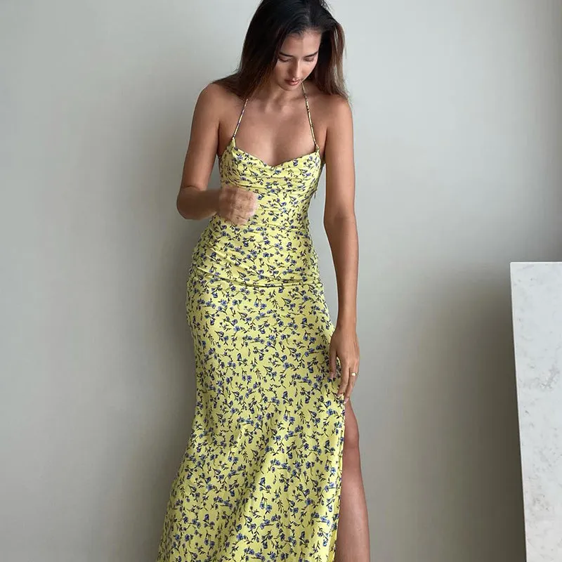 Jaya Floral Backless Midi Dress