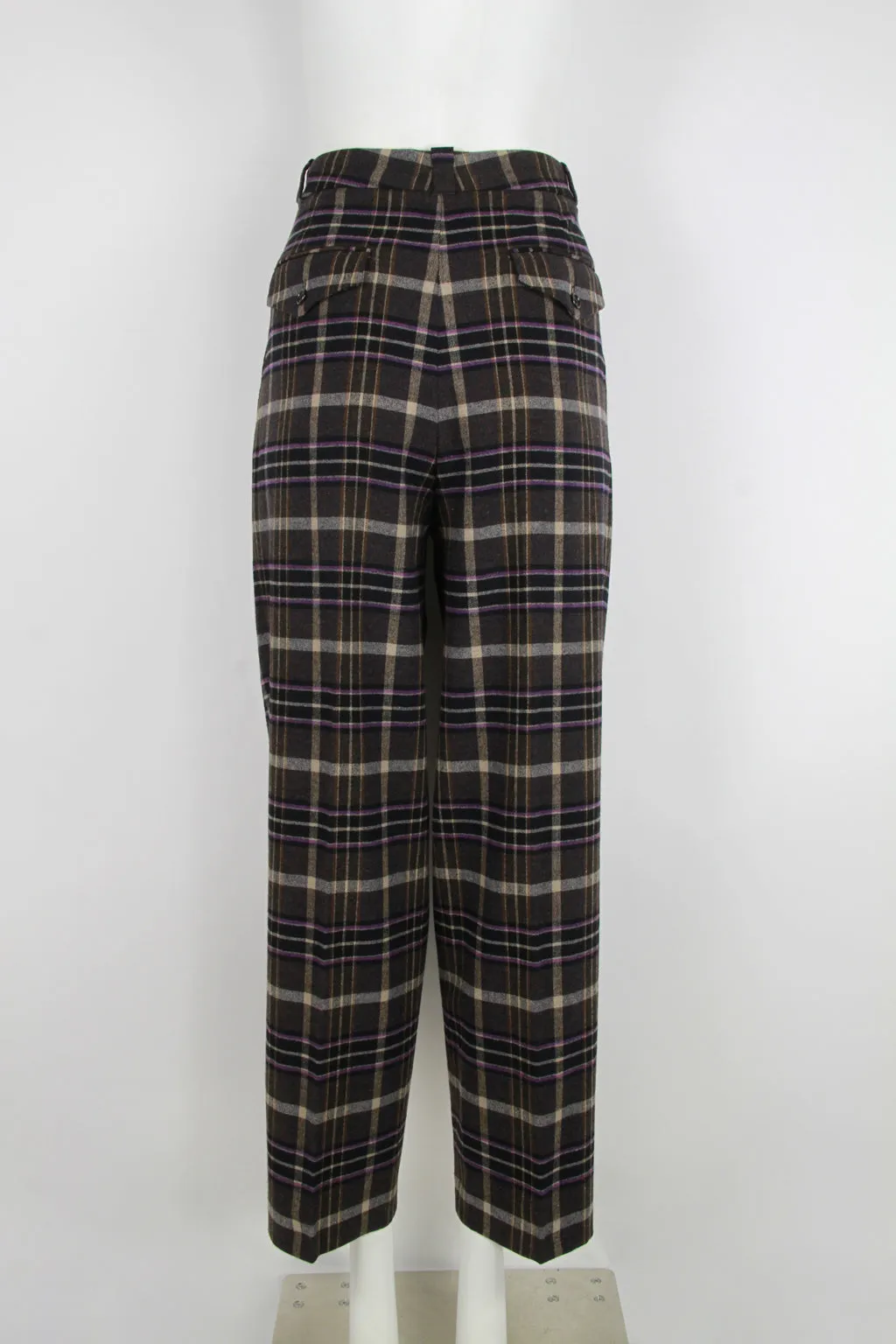 Ladies Pleated Wool checked trousers - M