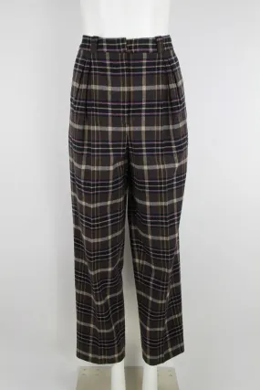 Ladies Pleated Wool checked trousers - M