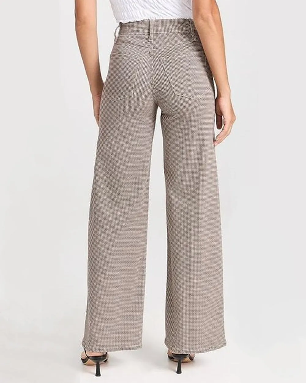 Le Slim Palazzo Pant in Camel Houndstooth