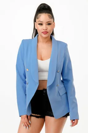 Light Blue Double Breasted Blazer Jacket