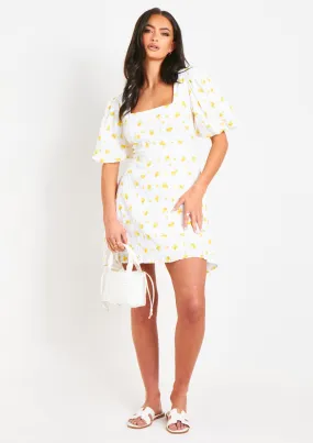 Maria White Floral Printed Mini Dress