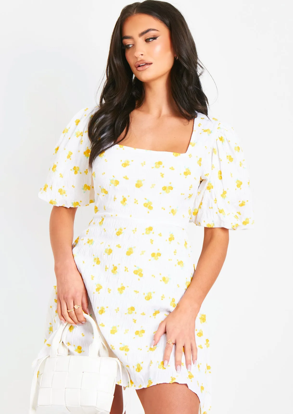 Maria White Floral Printed Mini Dress