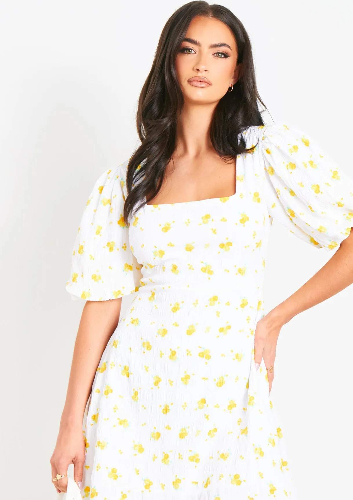 Maria White Floral Printed Mini Dress