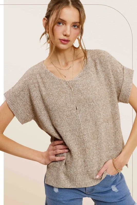 Megan Soft Lightweight Short Sleeve Sweater Top