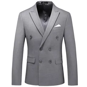 Men's Casual Double Breasted Solid Color Blazer