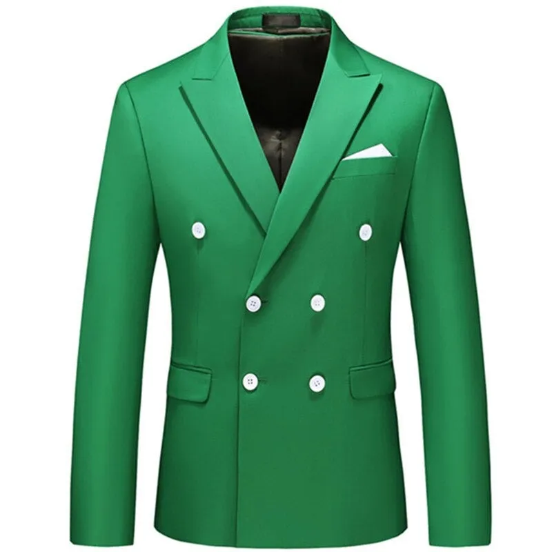 Men's Casual Double Breasted Solid Color Blazer