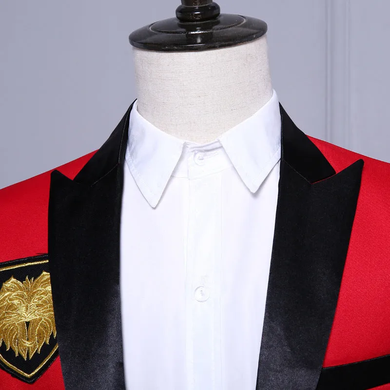 Men's Double Breasted Embroidered Blazer