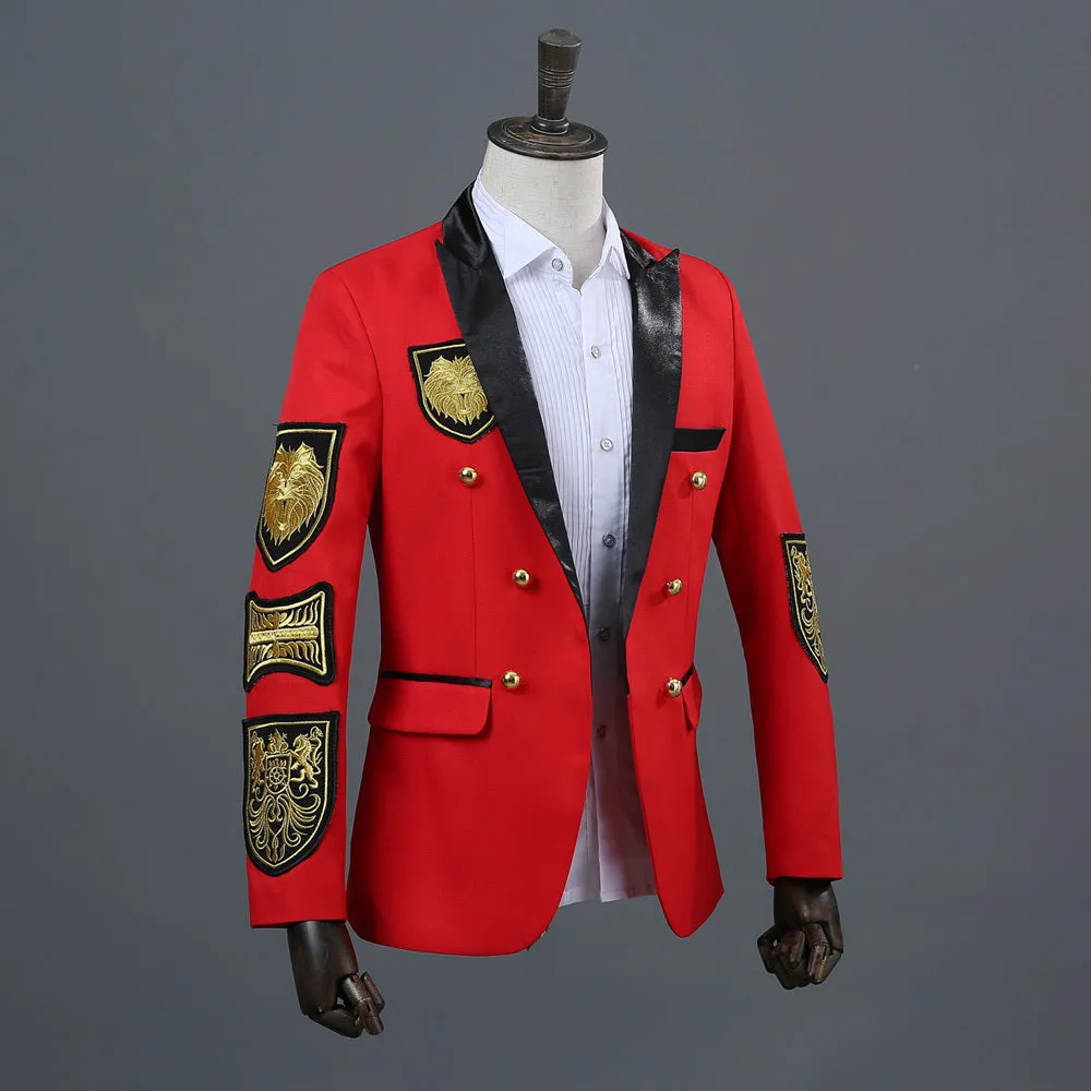 Men's Double Breasted Embroidered Blazer