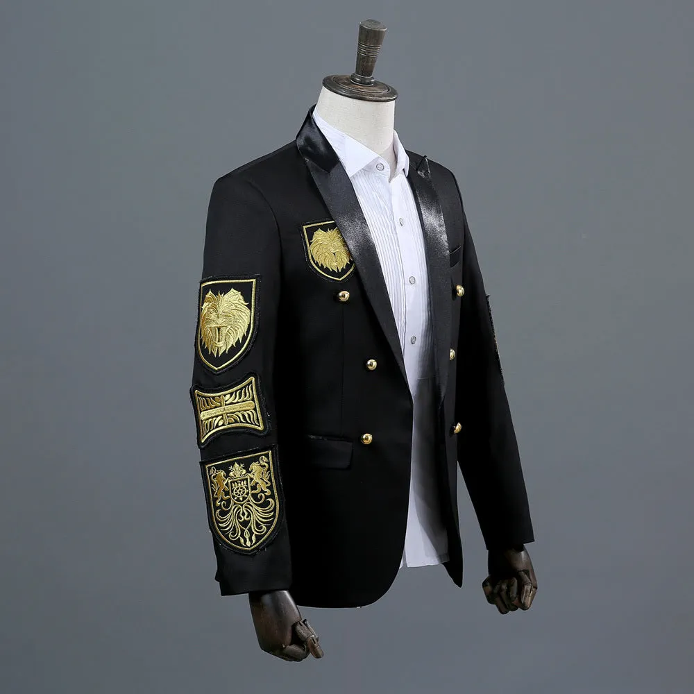 Men's Double Breasted Embroidered Blazer