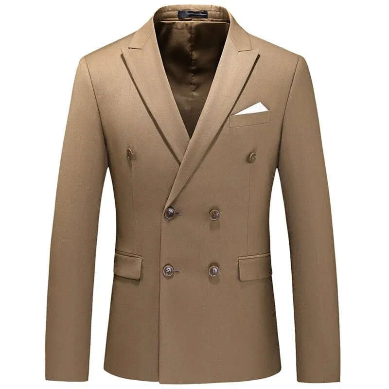 Men's Double Breasted Solid Color Blazer