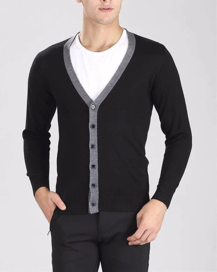 Men's Solid Color V-Neck Classic Cardigan