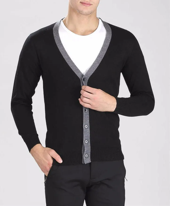 Men's Solid Color V-Neck Classic Cardigan