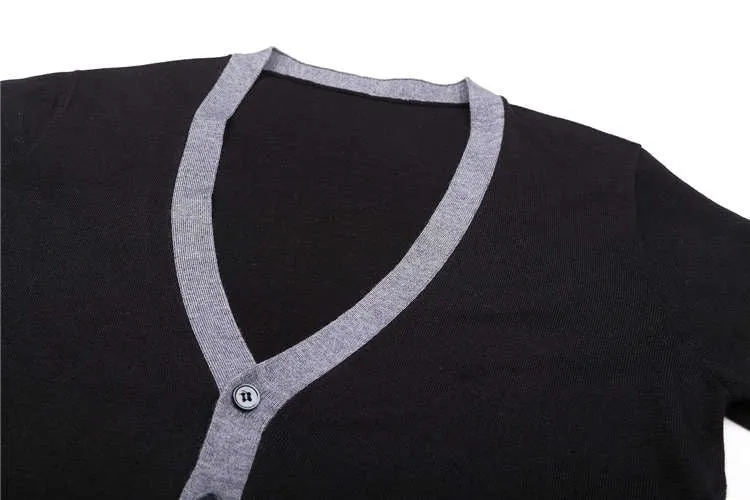 Men's Solid Color V-Neck Classic Cardigan