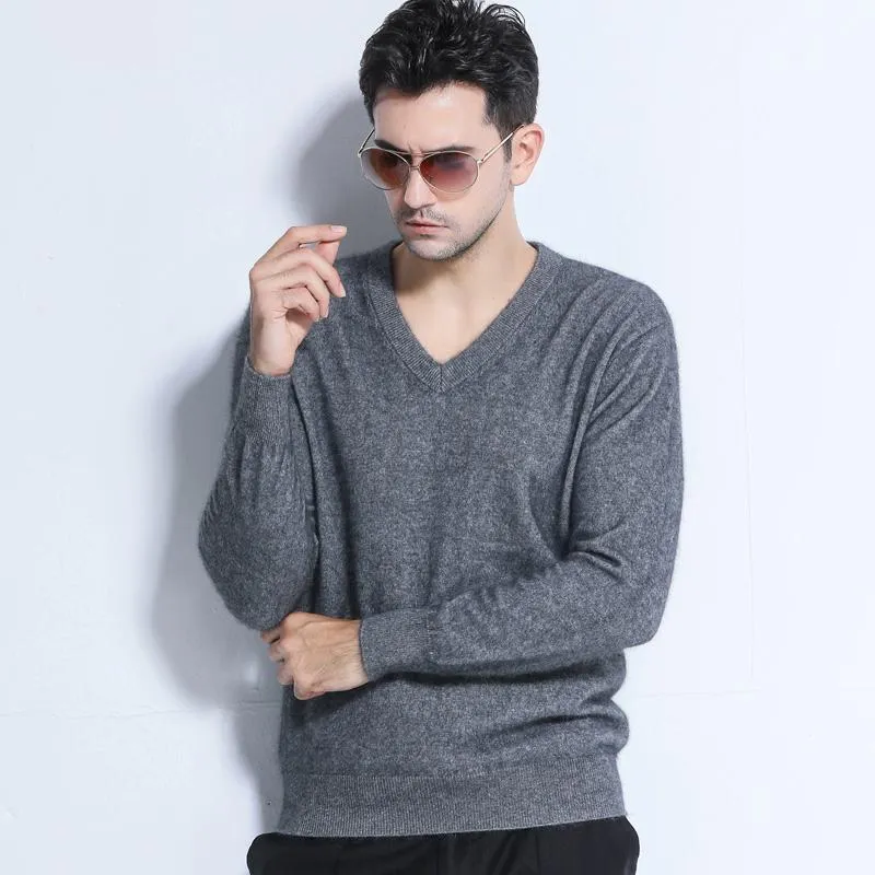 Men's Winter Cashmere V-Neck Sweater