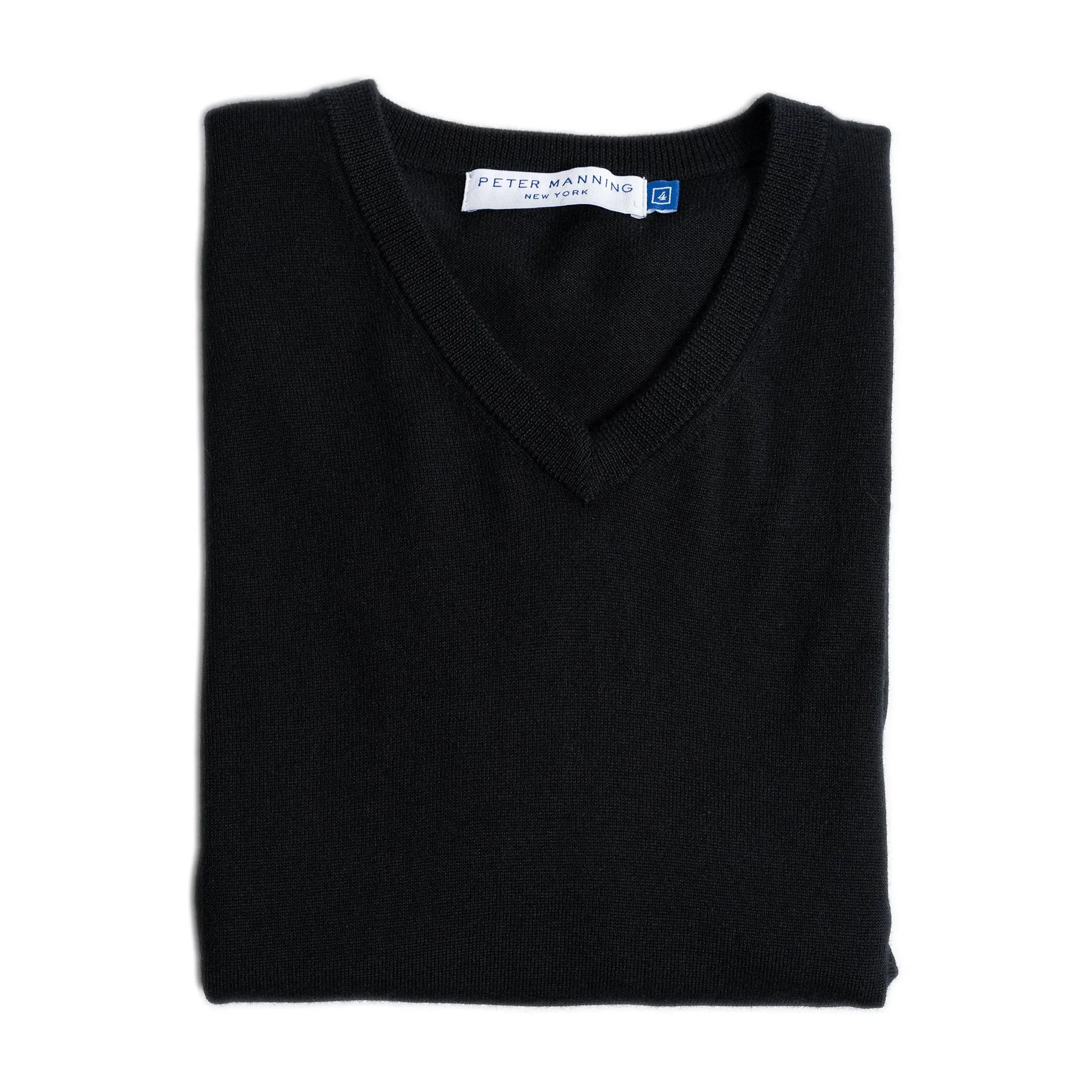 Merino Wool Sweaters V Neck - Black