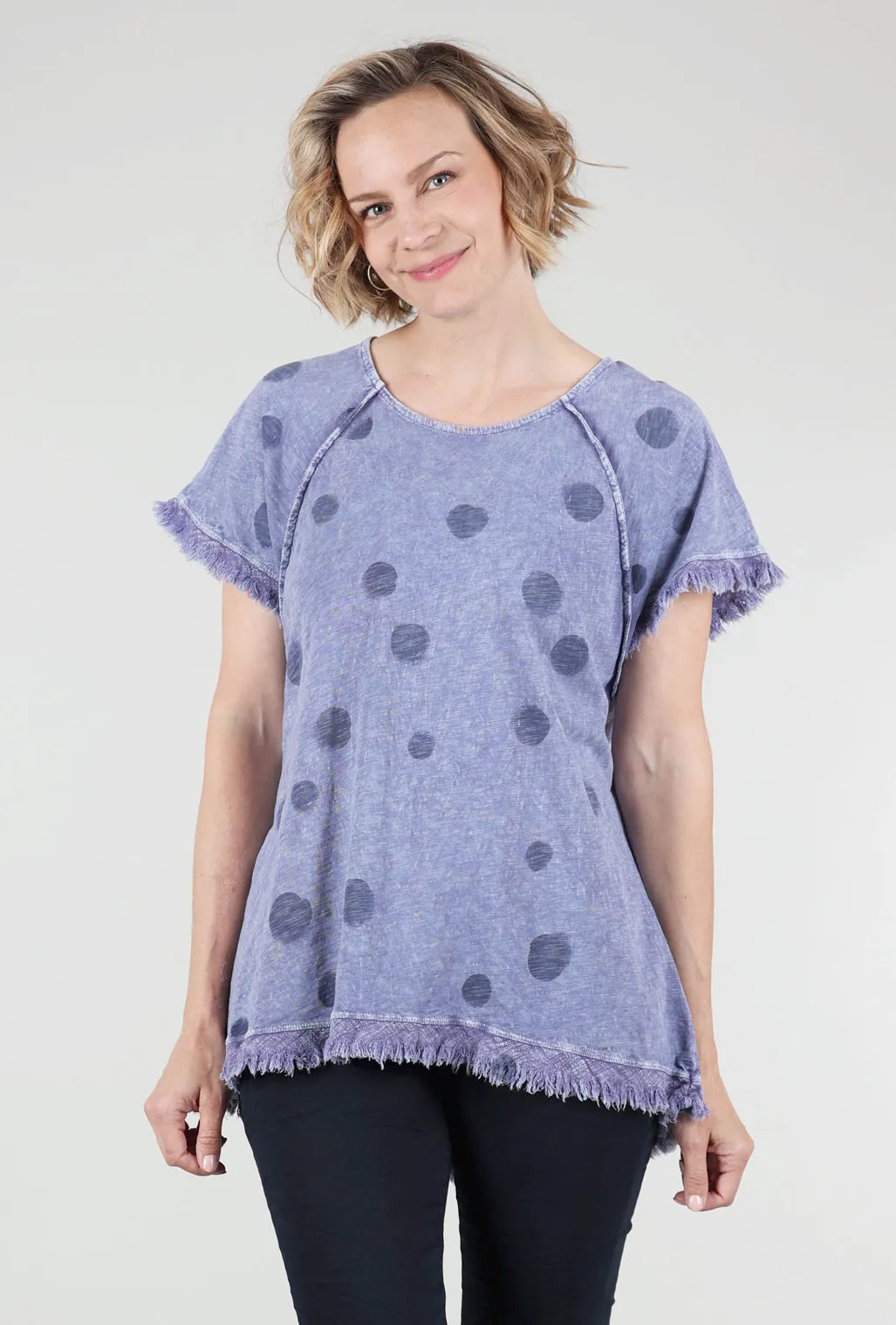 Mirage Mineral-Wash Fringe Top, Violet