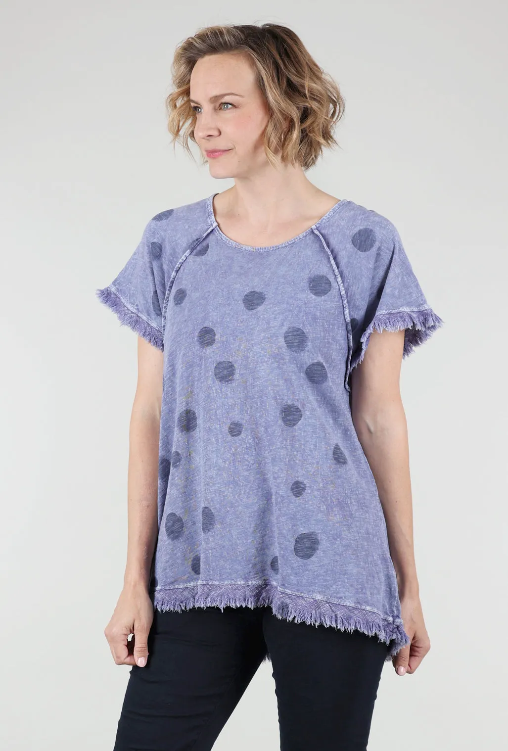 Mirage Mineral-Wash Fringe Top, Violet