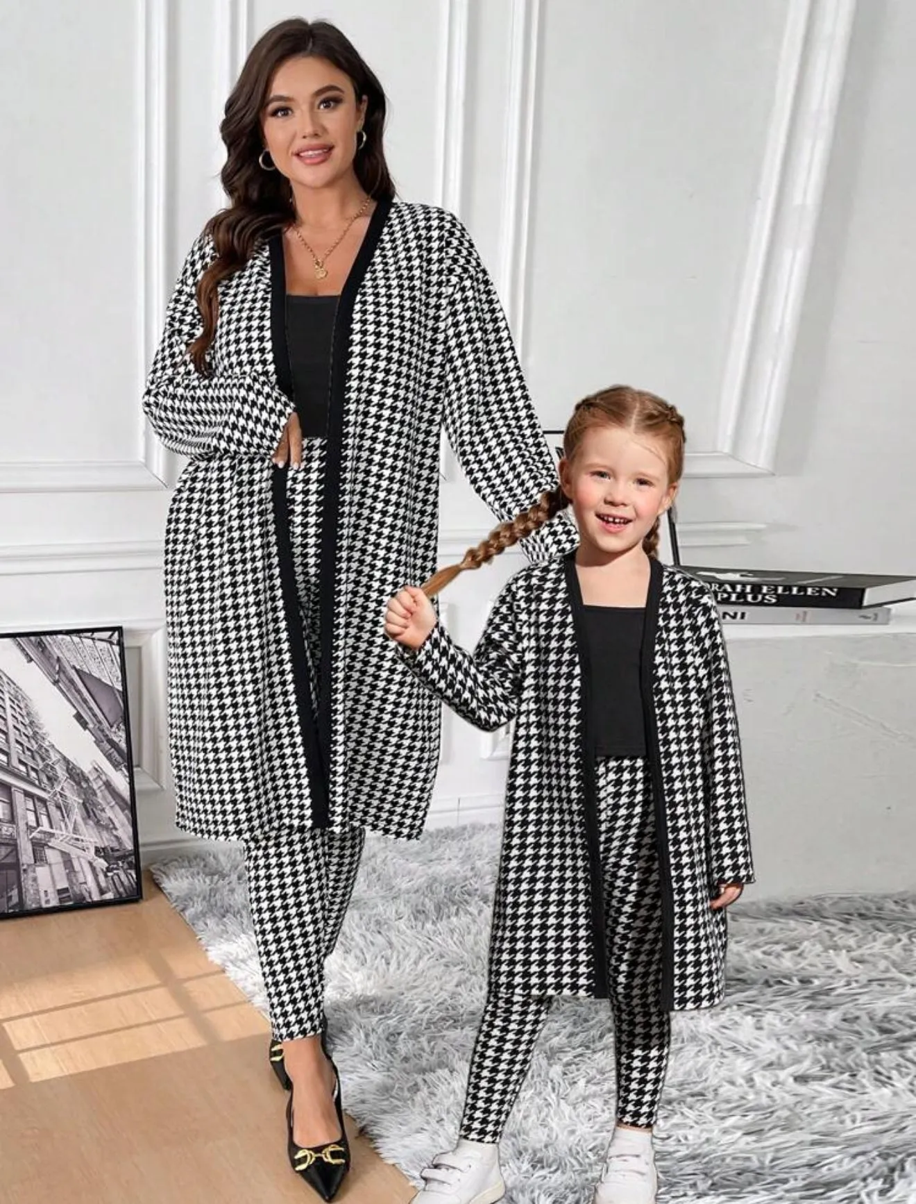 Mommy and Me Houndstooth Pants Set