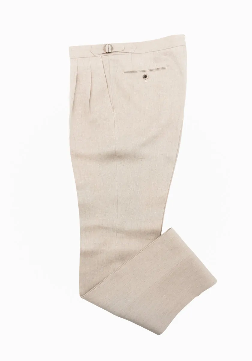 Natural Linen Pleated Trousers