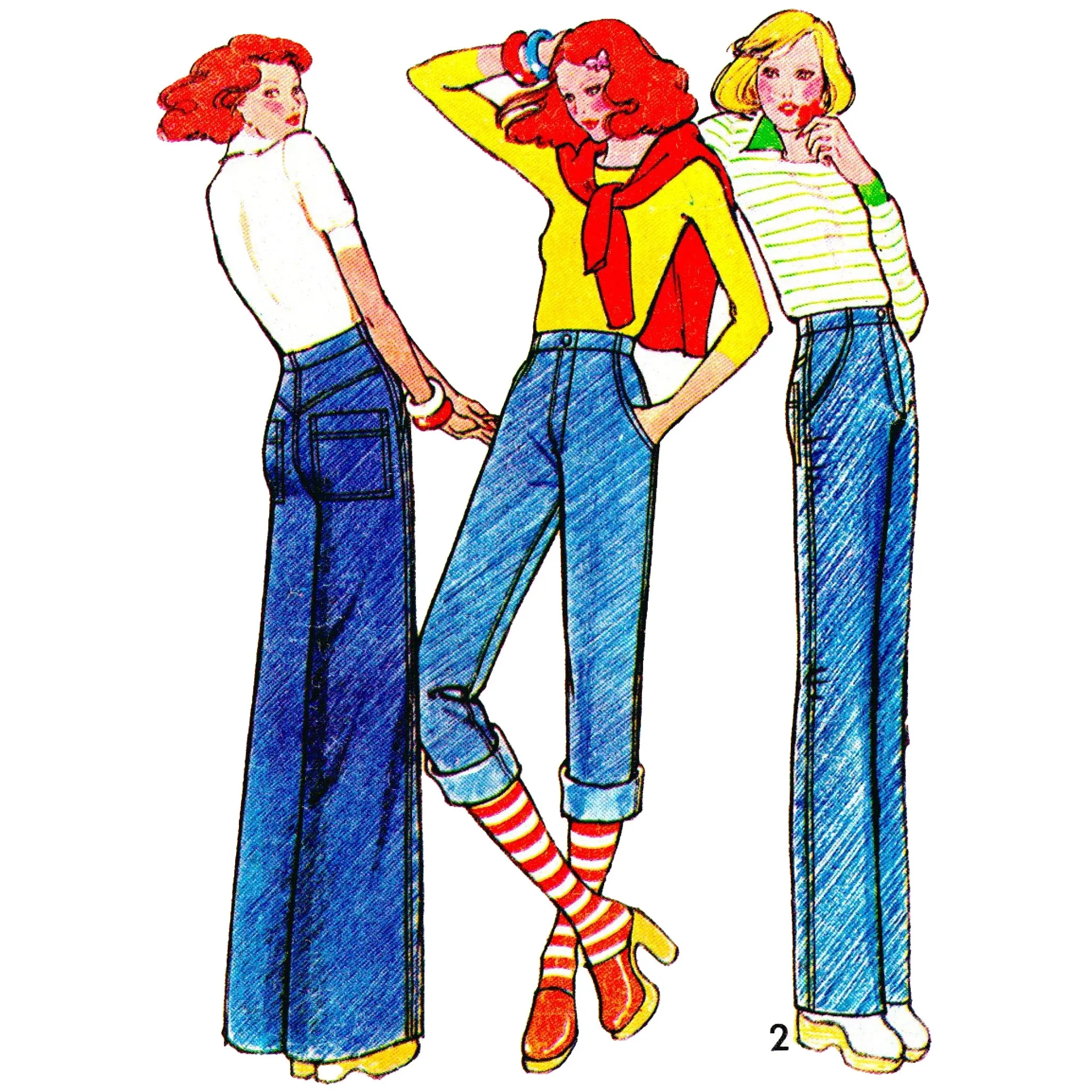 PDF - 1970s Sewing Pattern, 'Jennifer' Jeans – Waist: 25” (64cm) - 30” (76cm) - Download