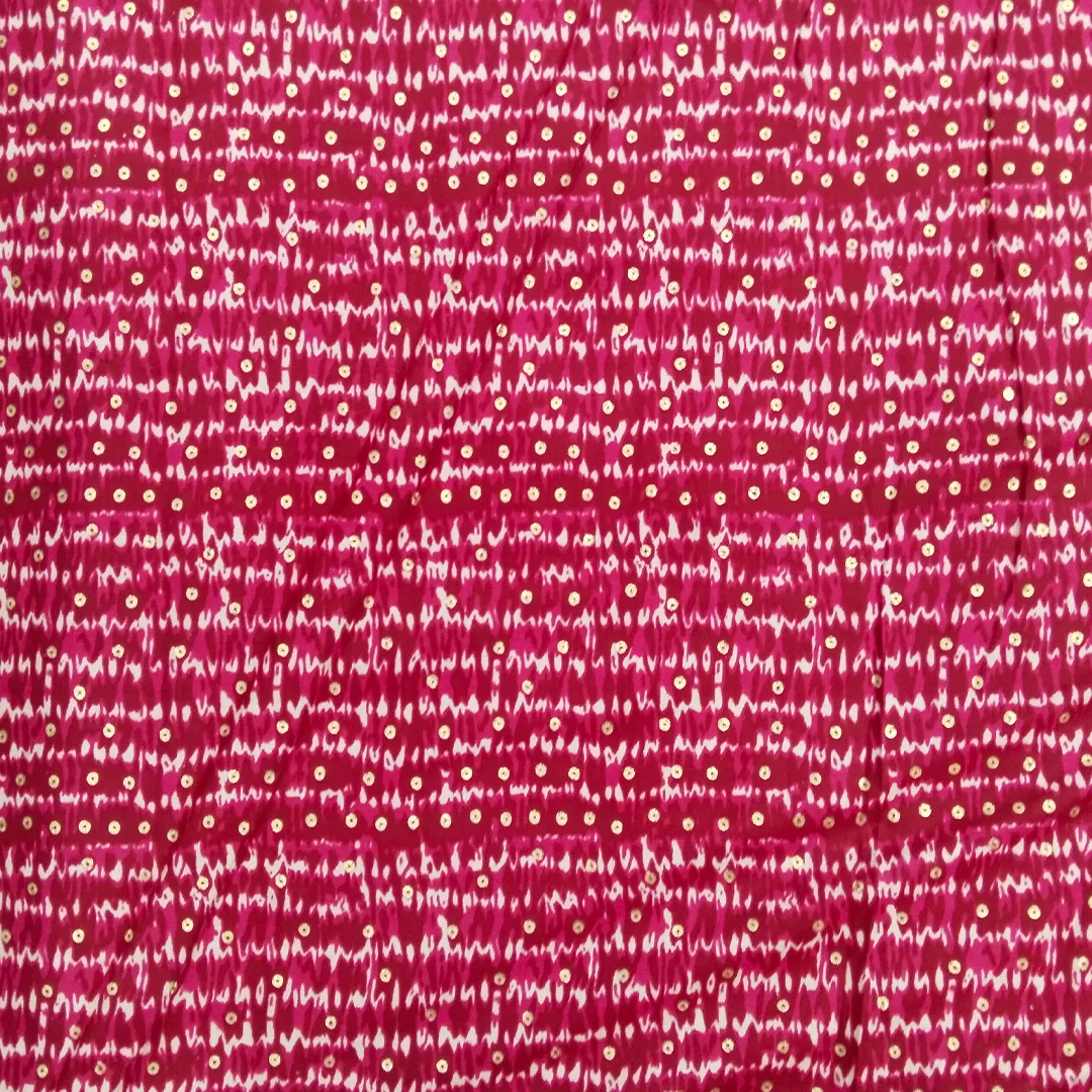 Pink Polka Dot Printed Rayon Fabric