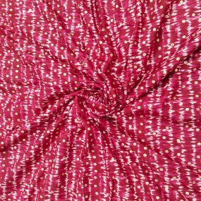 Pink Polka Dot Printed Rayon Fabric