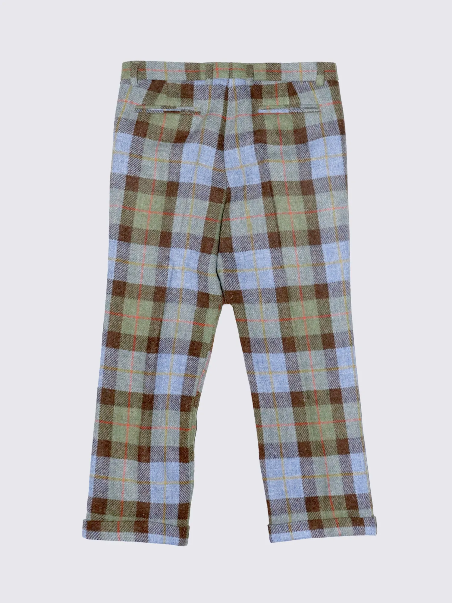 PLEATED TROUSER LICHEN CHECK