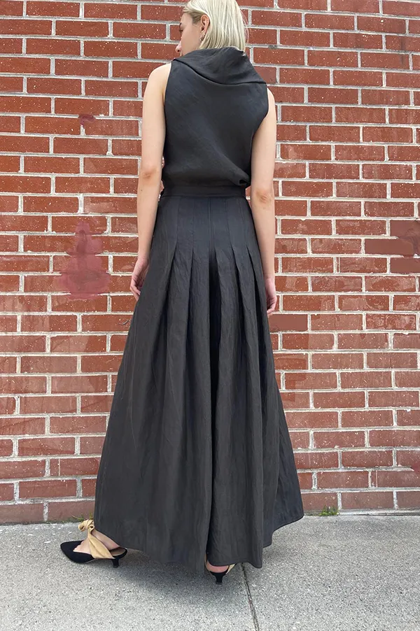 Pleated Wide Leg Pants in Black