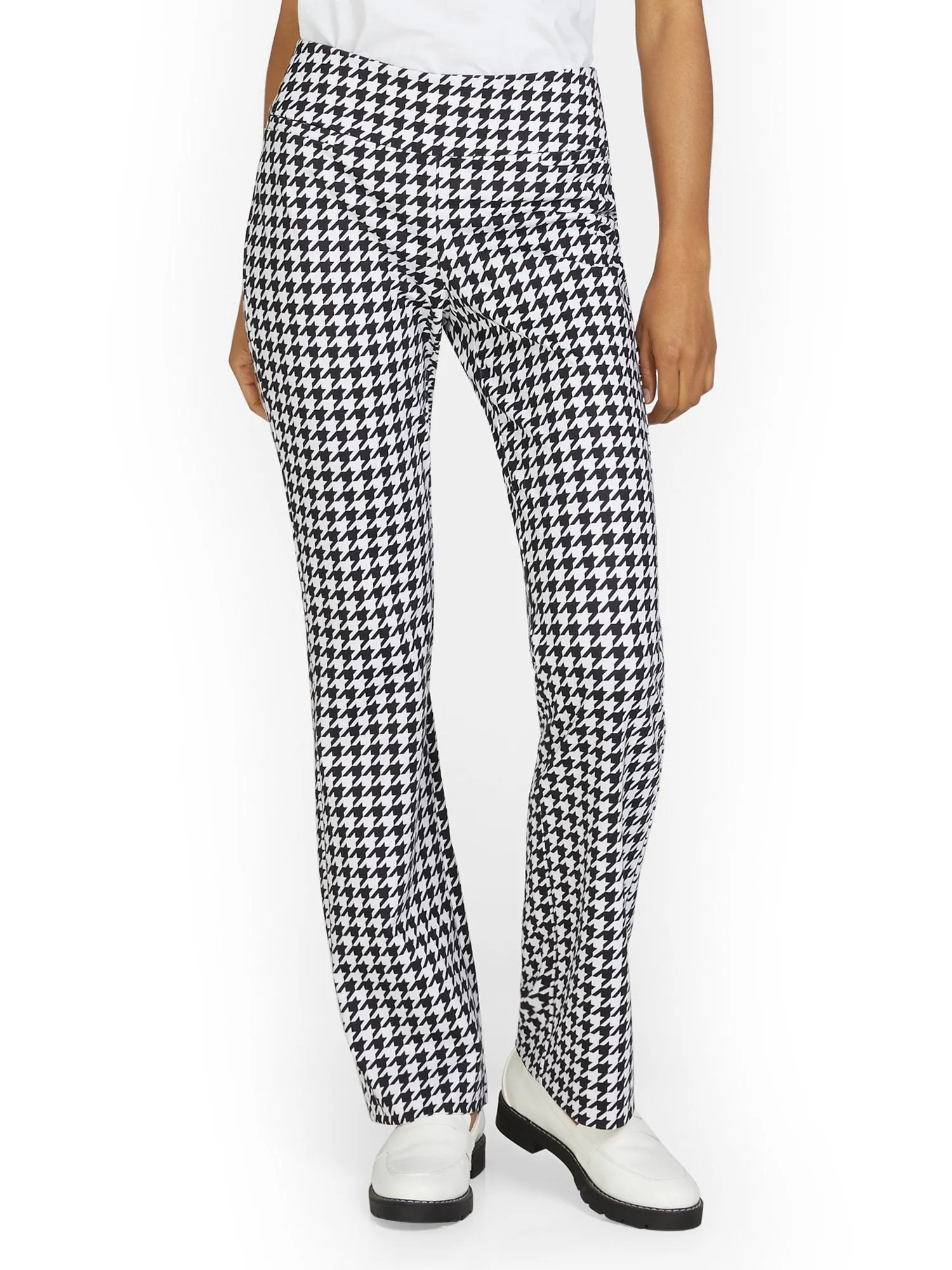 Pull-On Houndstooth Bootcut Ponte Pant - Superflex