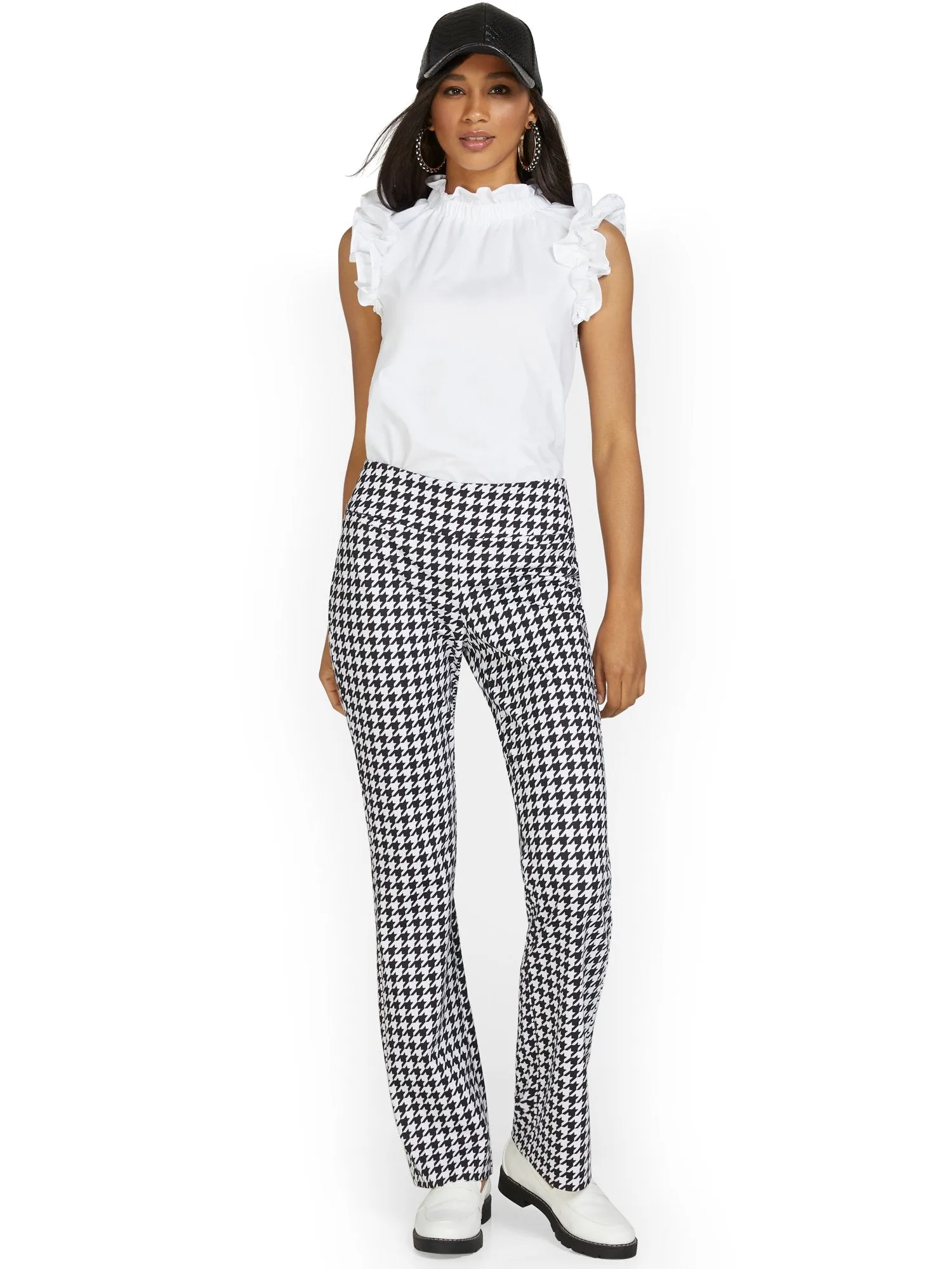 Pull-On Houndstooth Bootcut Ponte Pant - Superflex