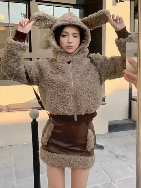 Rabbit Hood Teddy Two Piece Set