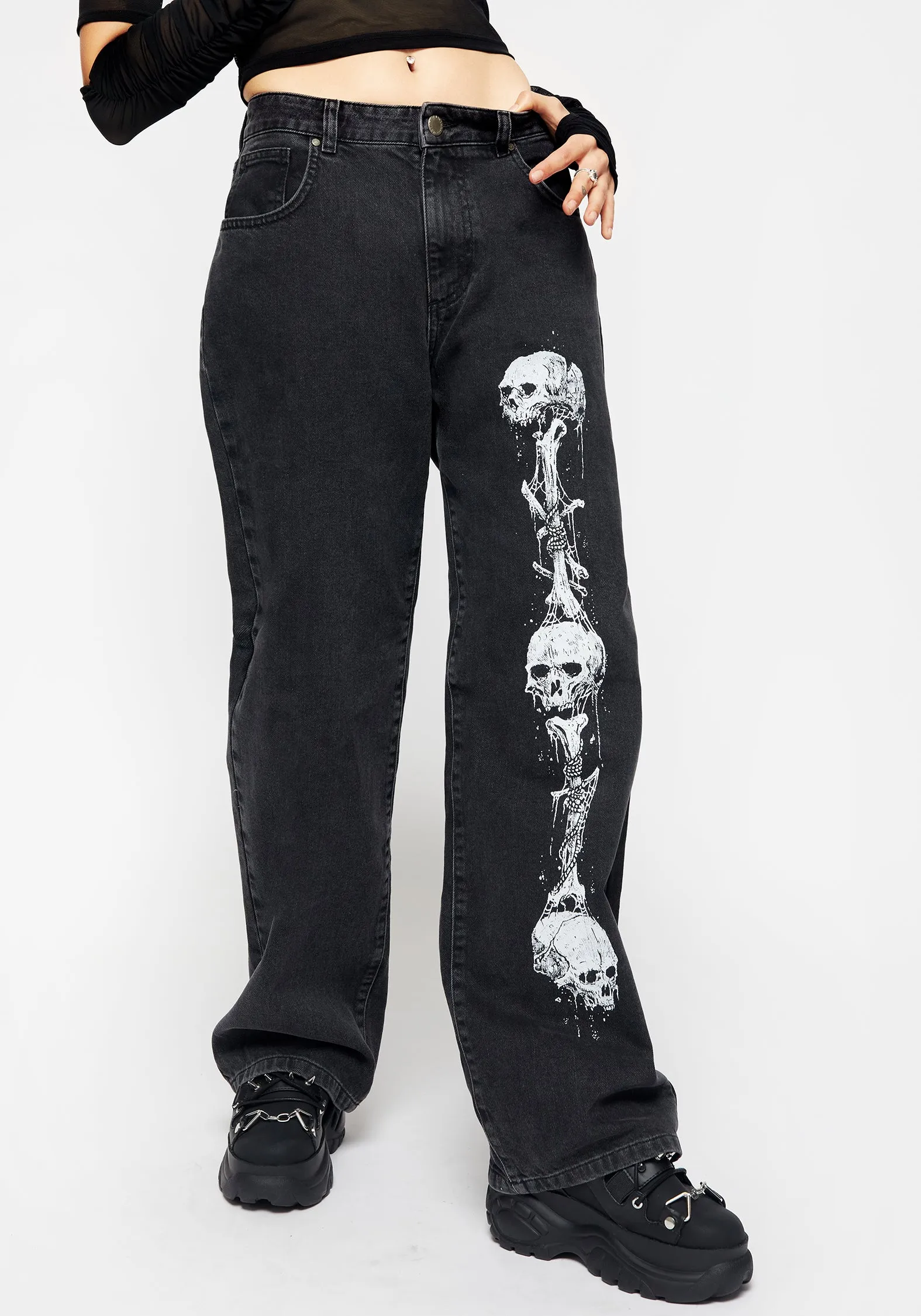 Reaper Wide Leg Washed Jeans