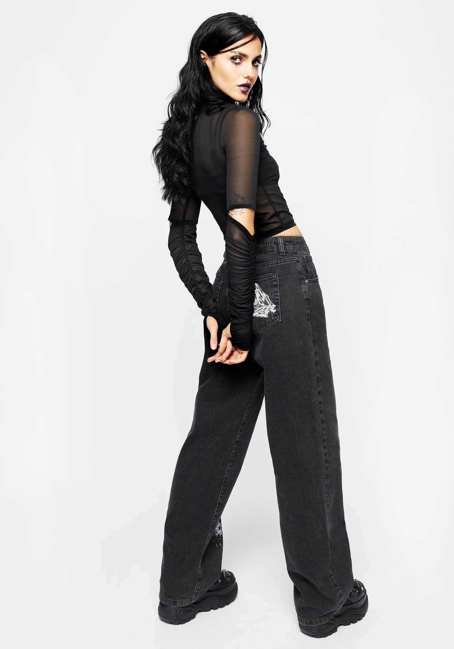 Reaper Wide Leg Washed Jeans